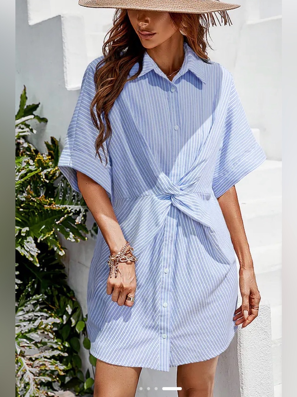 Cupshe Someday Striped Mini Dress 
White with Blue stripes. Size Large. NWT
